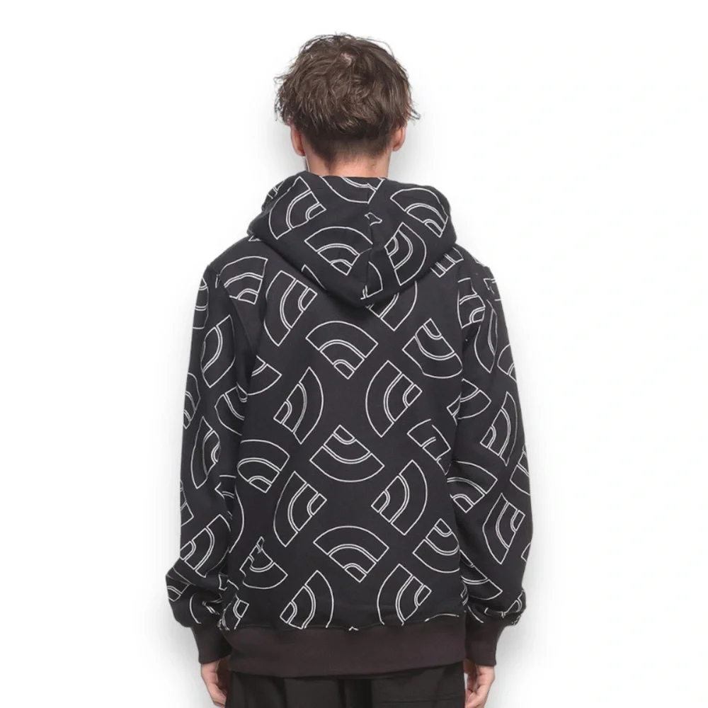 The North Face Hoodie Mens Black White All Over Print AOP Pullover Sweater S
